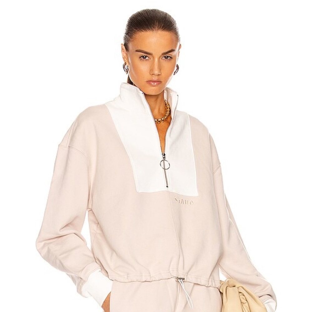 NWT Staud Alys Sweatshirt in Crystal Grey and White